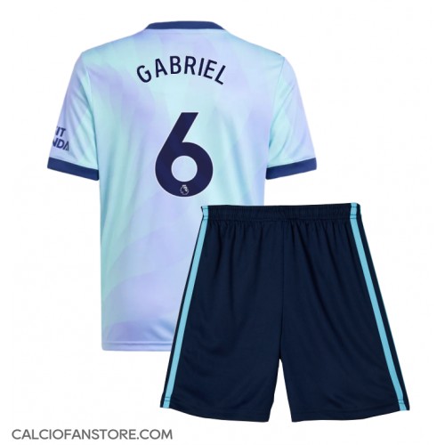 Maglia Calcio Arsenal Gabriel Magalhaes #6 Terza Divisa Bambino 2024-25 Manica Corta (+ pantaloncini)